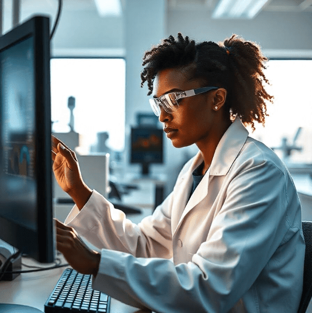 Young woman conducting academic research